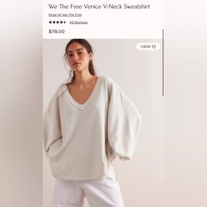 NWOT Free People Venice V-neck sweatshirt